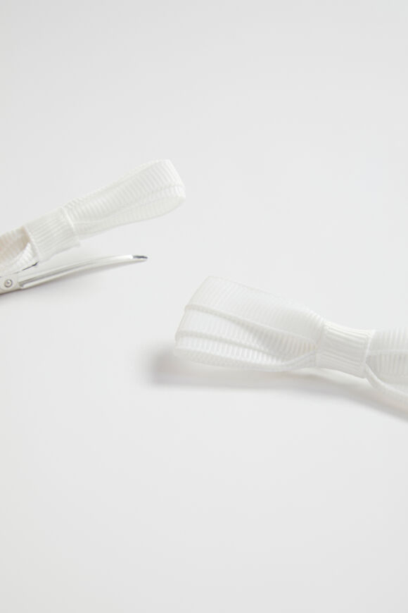 Grosgrain Bow Duck Clip  White  hi-res