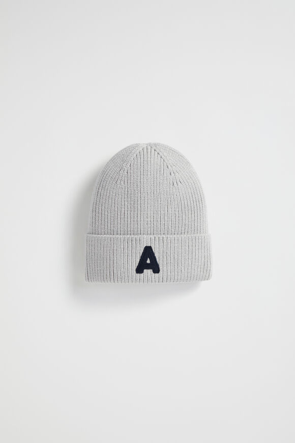 Rib Initial Beanie  A  hi-res