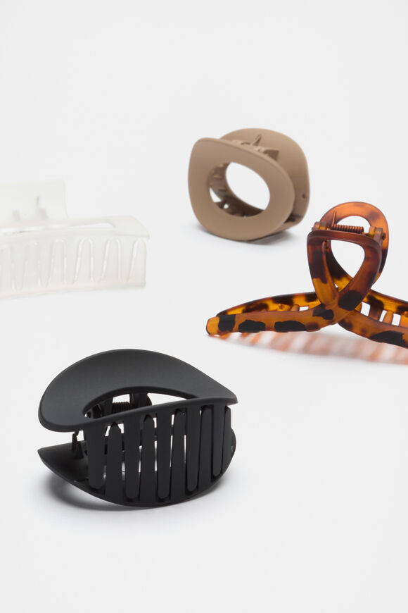 Curved Hair Claw Pack  Dark Tort  hi-res