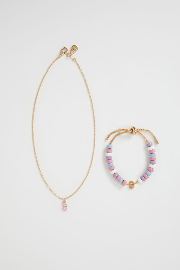 Initial Necklace and Bracelet Set  G  hi-res