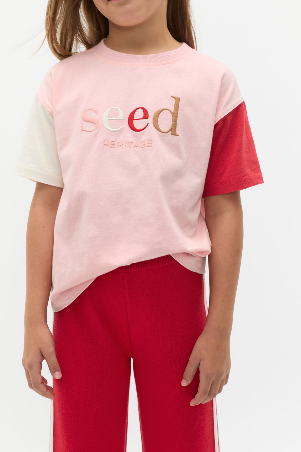 Colourblock Logo Tee  Rose Petal