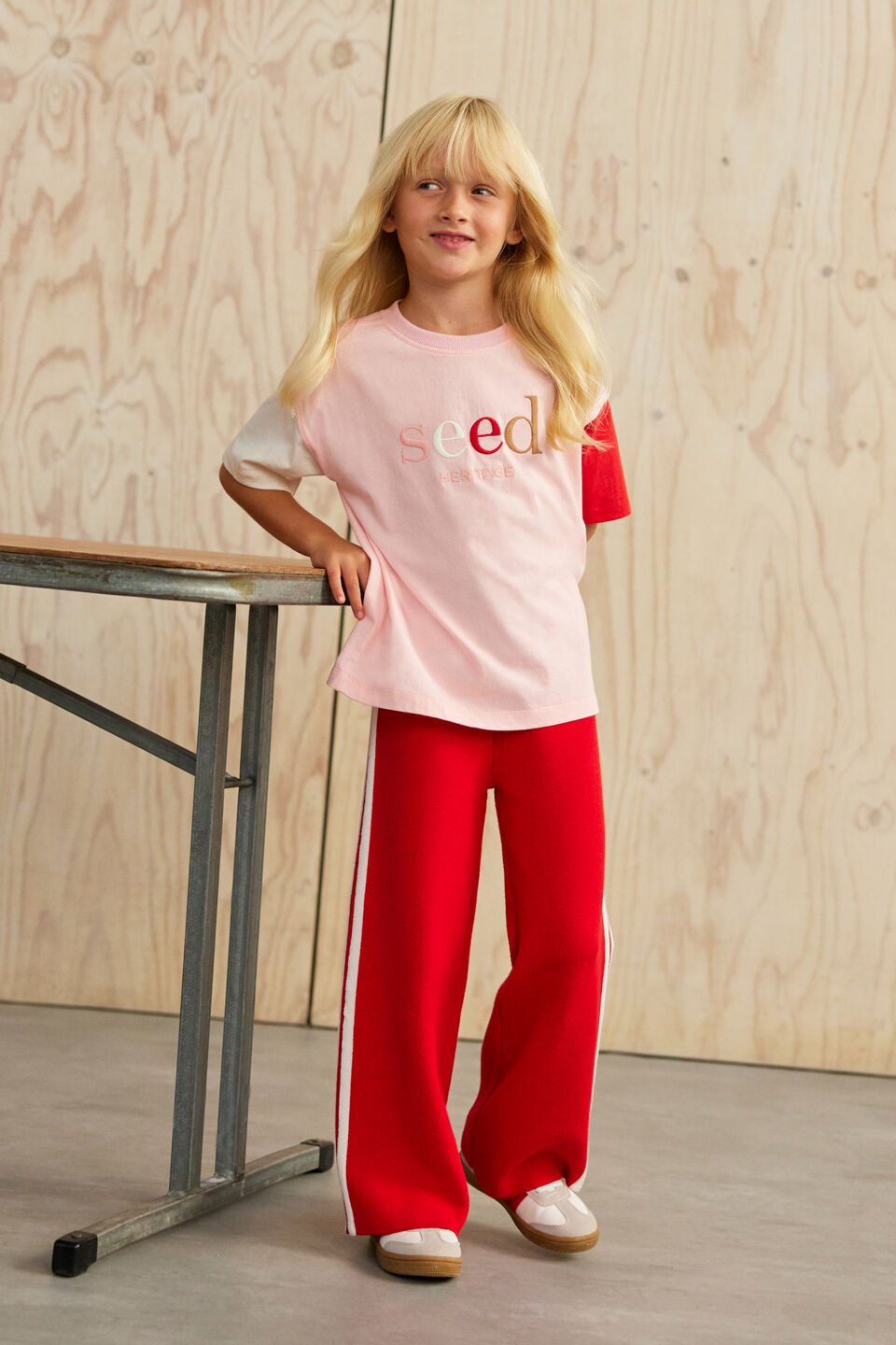Colourblock Logo Tee  Rose Petal
