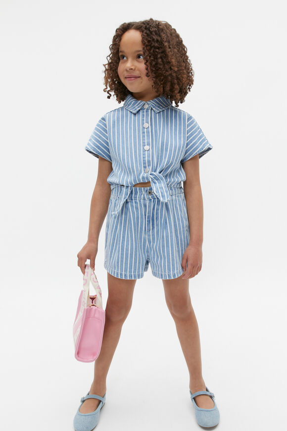 Pleat Denim Short  Denim Stripe  hi-res
