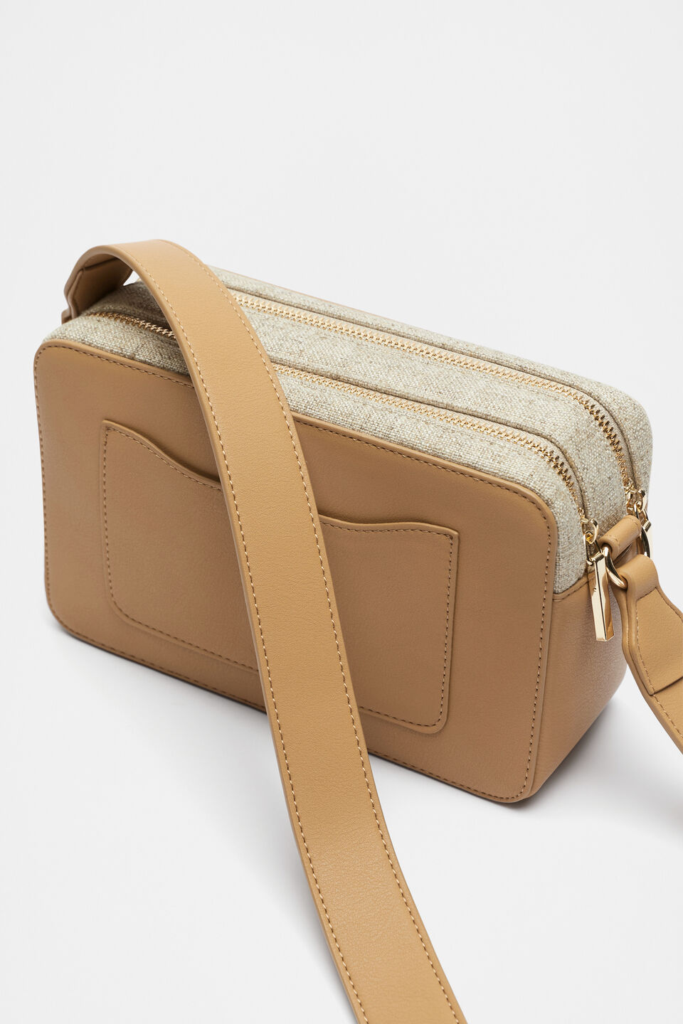 Fabric Splice Camera Bag  Caramel