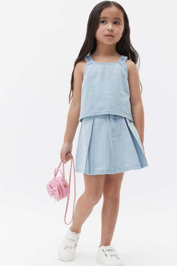 Pleat Denim Skirt  Ice Blue Wash  hi-res