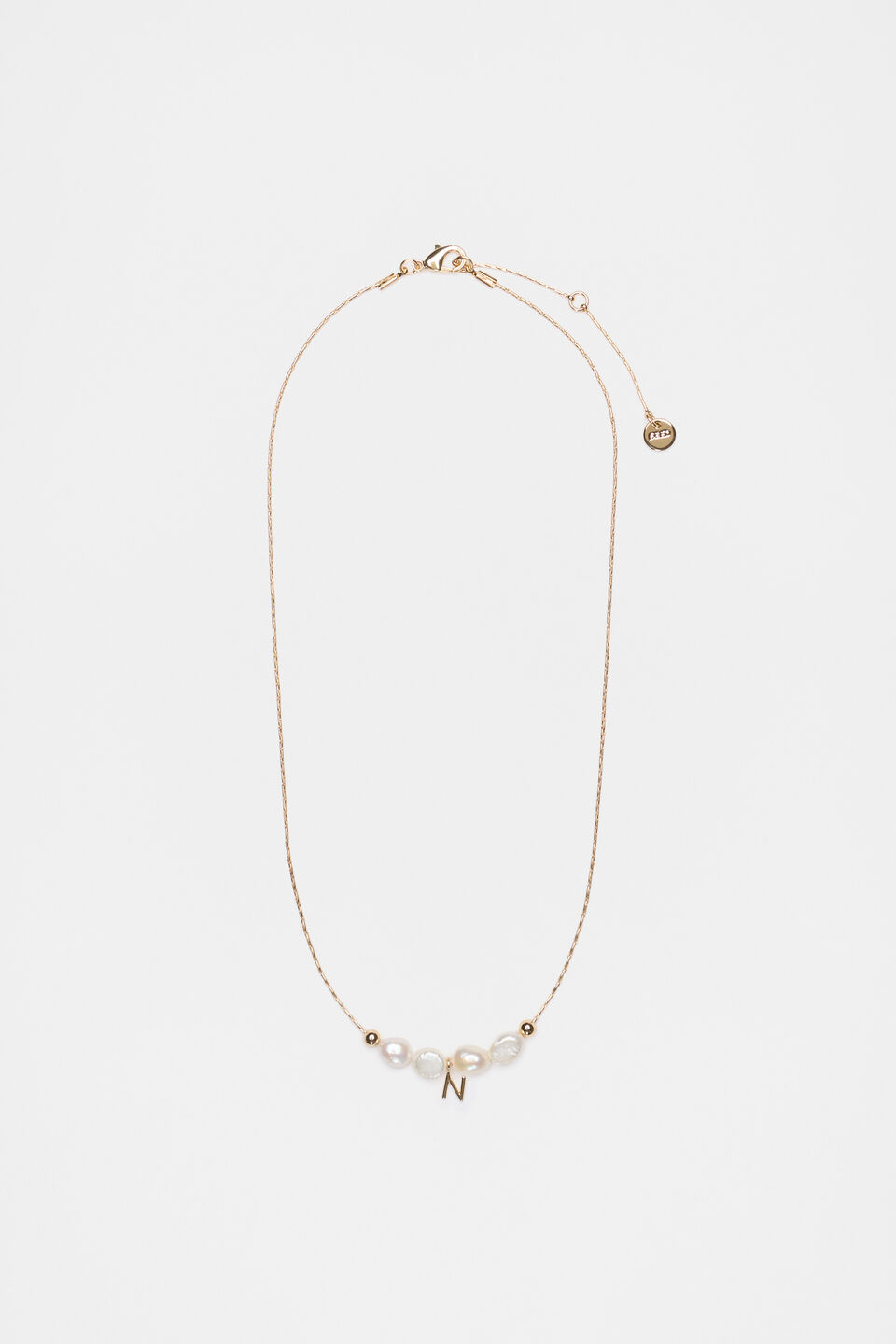Fine Pearl Initial Necklace  N