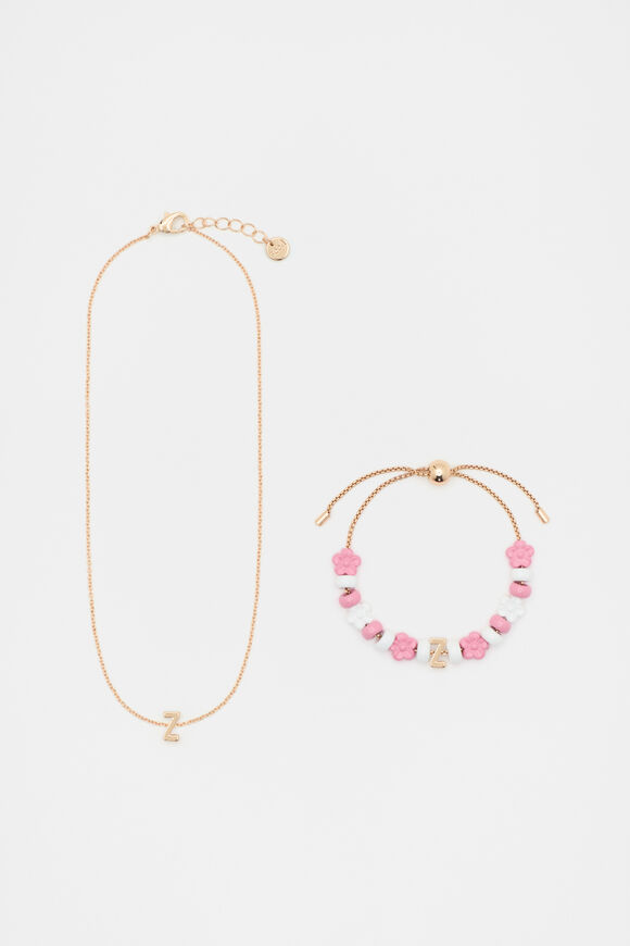 Initial Necklace & Bracelet Set  Z  hi-res