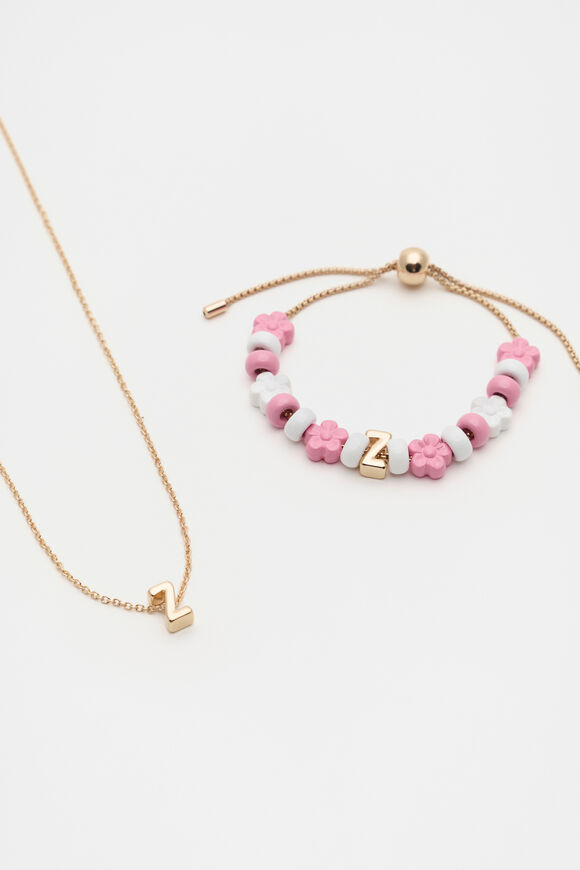 Initial Necklace & Bracelet Set  Z  hi-res