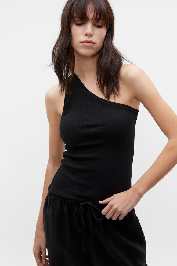 One Shoulder Tank  Black  hi-res