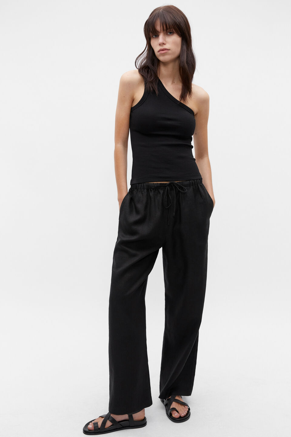 One Shoulder Tank  Black