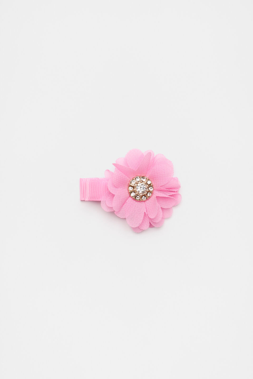 Organza Flower Duck Clip  Candy Pink
