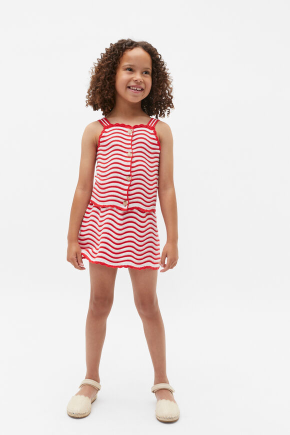 Stripe Crochet Skirt  Strawberry Red  hi-res