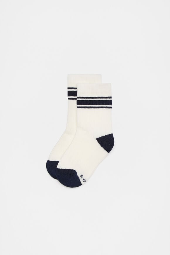 Stripe Rib Sock  Navy  hi-res