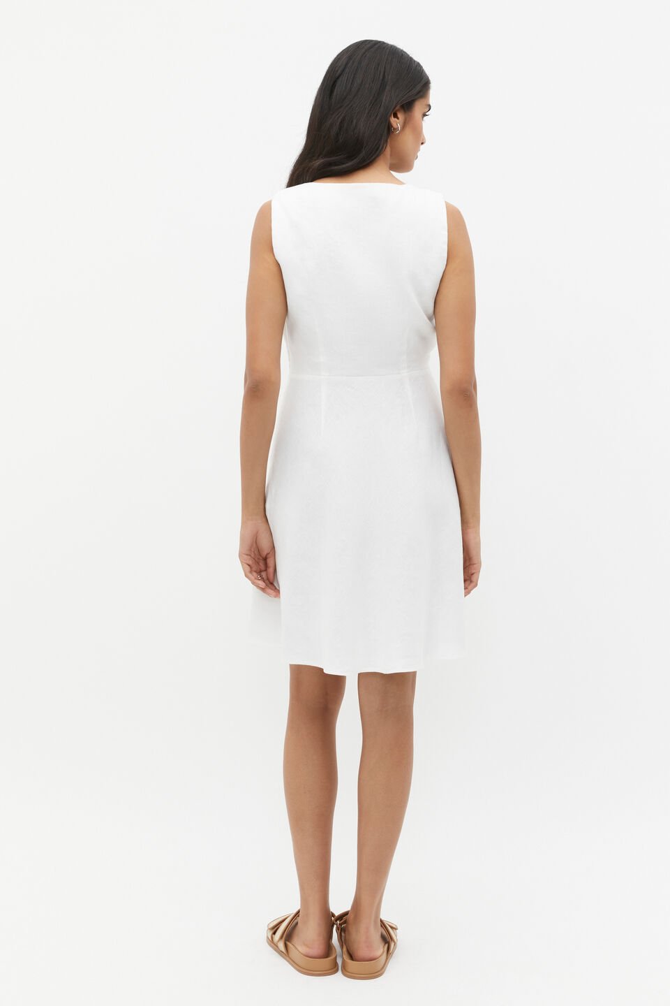 Linen Twist Front Mini Dress  Whisper White