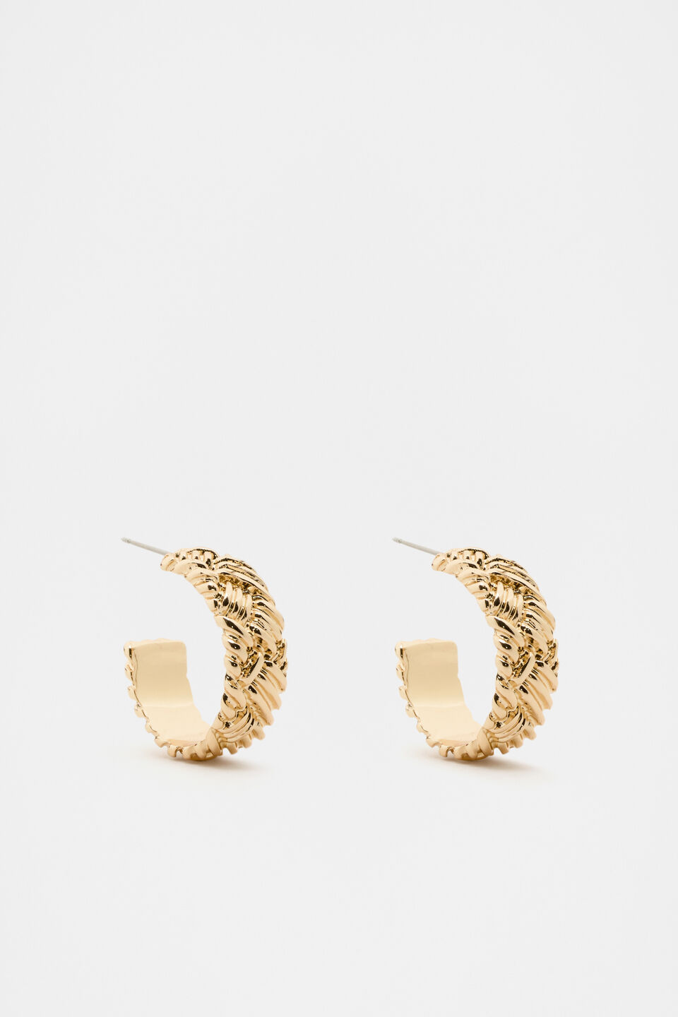 Woven Texture Hoops  Gold