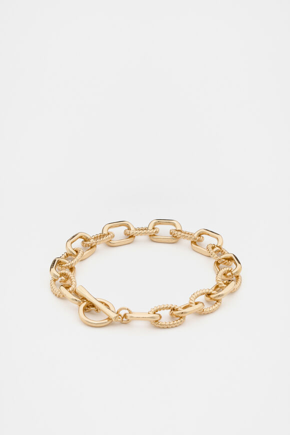 Textured Chain Bracelet  Gold  hi-res