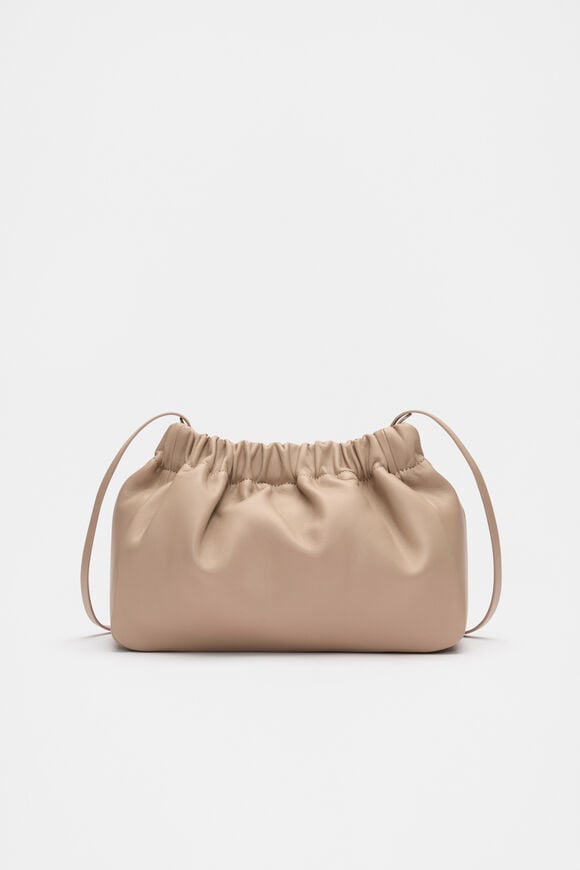 Leather Rouched Clutch  Cookie  hi-res