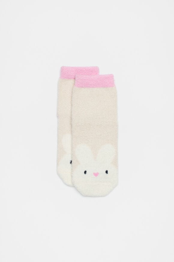 Fluffy Bunny Sock  Oat  hi-res