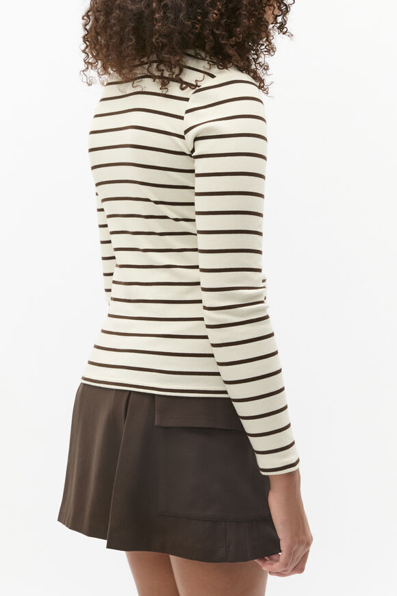 Square Neck Stripe Tee  Dark Espresso  hi-res