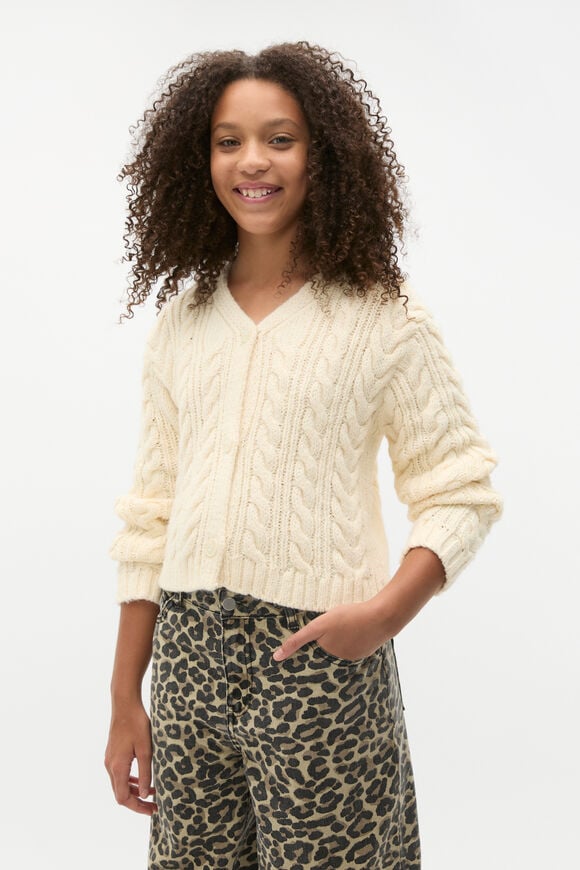 Cable Knit Cardigan  Rich Cream  hi-res