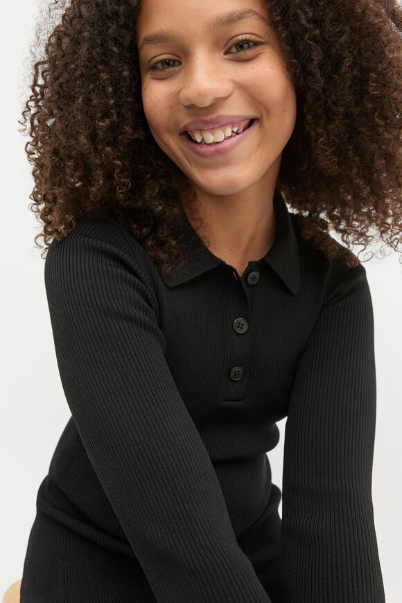 Polo Knit Dress  Black  hi-res
