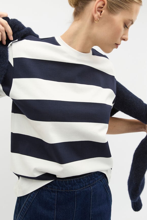 Oversized Stripe Top  Twilight Blue Stripe  hi-res
