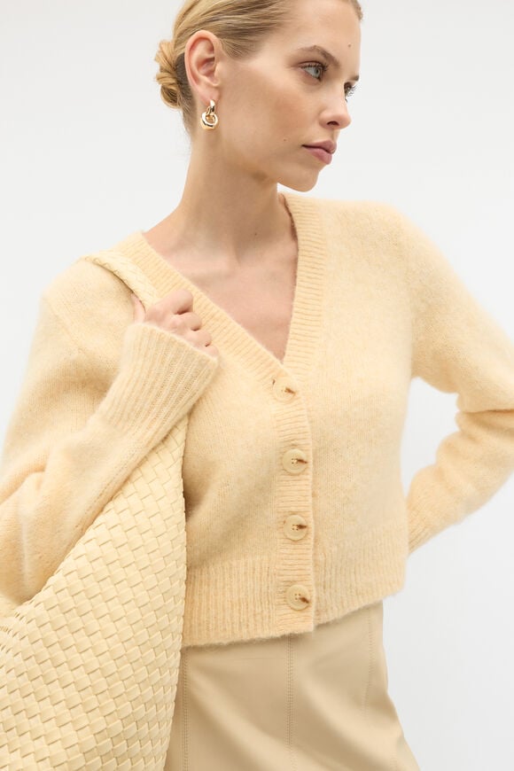 Lofty Button Knit Cardigan  Marzipan Marle  hi-res