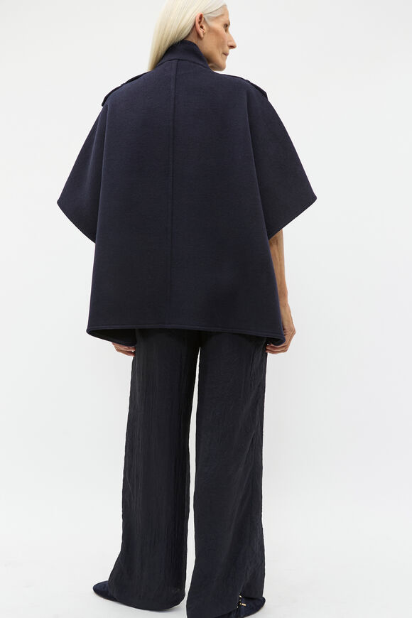 Wool Trench Cape  Twilight Blue  hi-res
