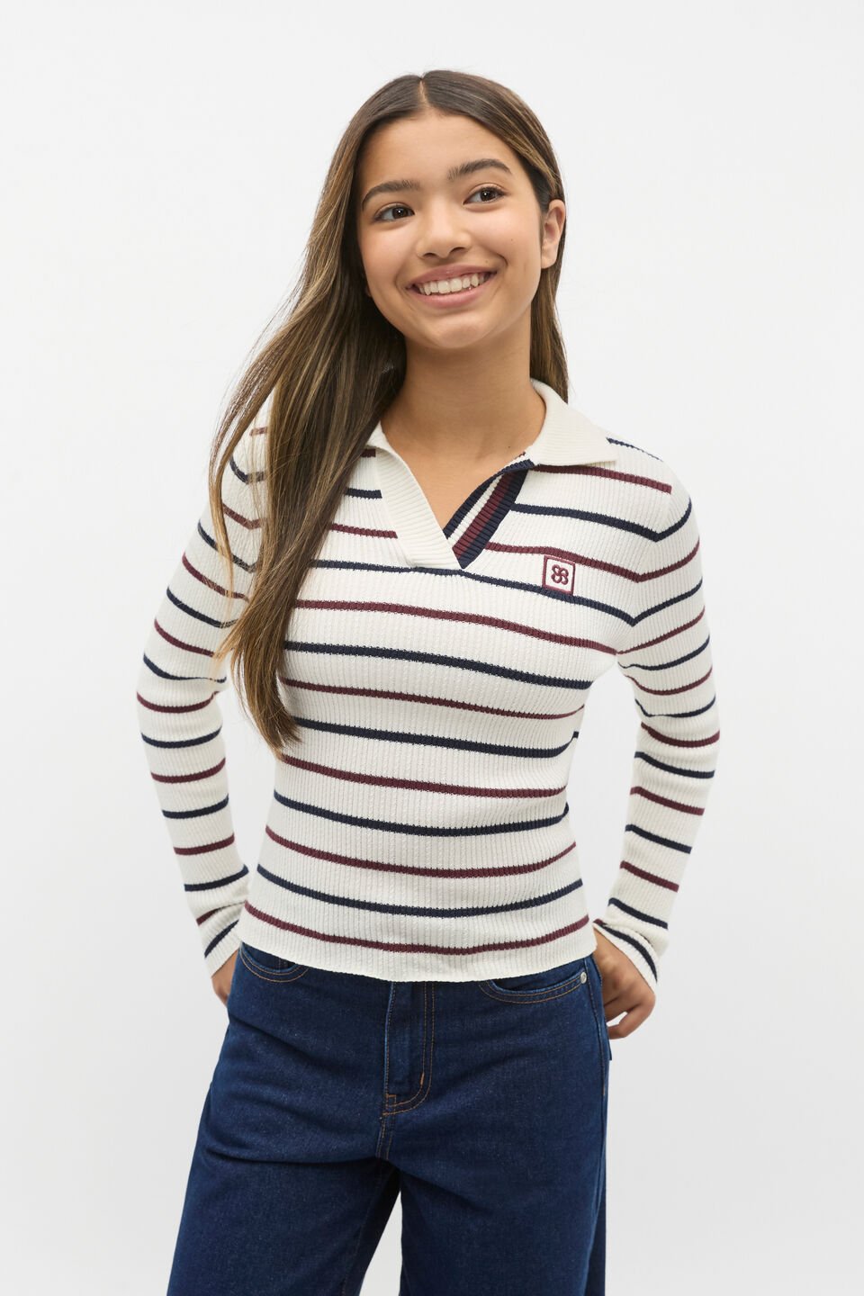 Stripe Knit Top  Light Cream
