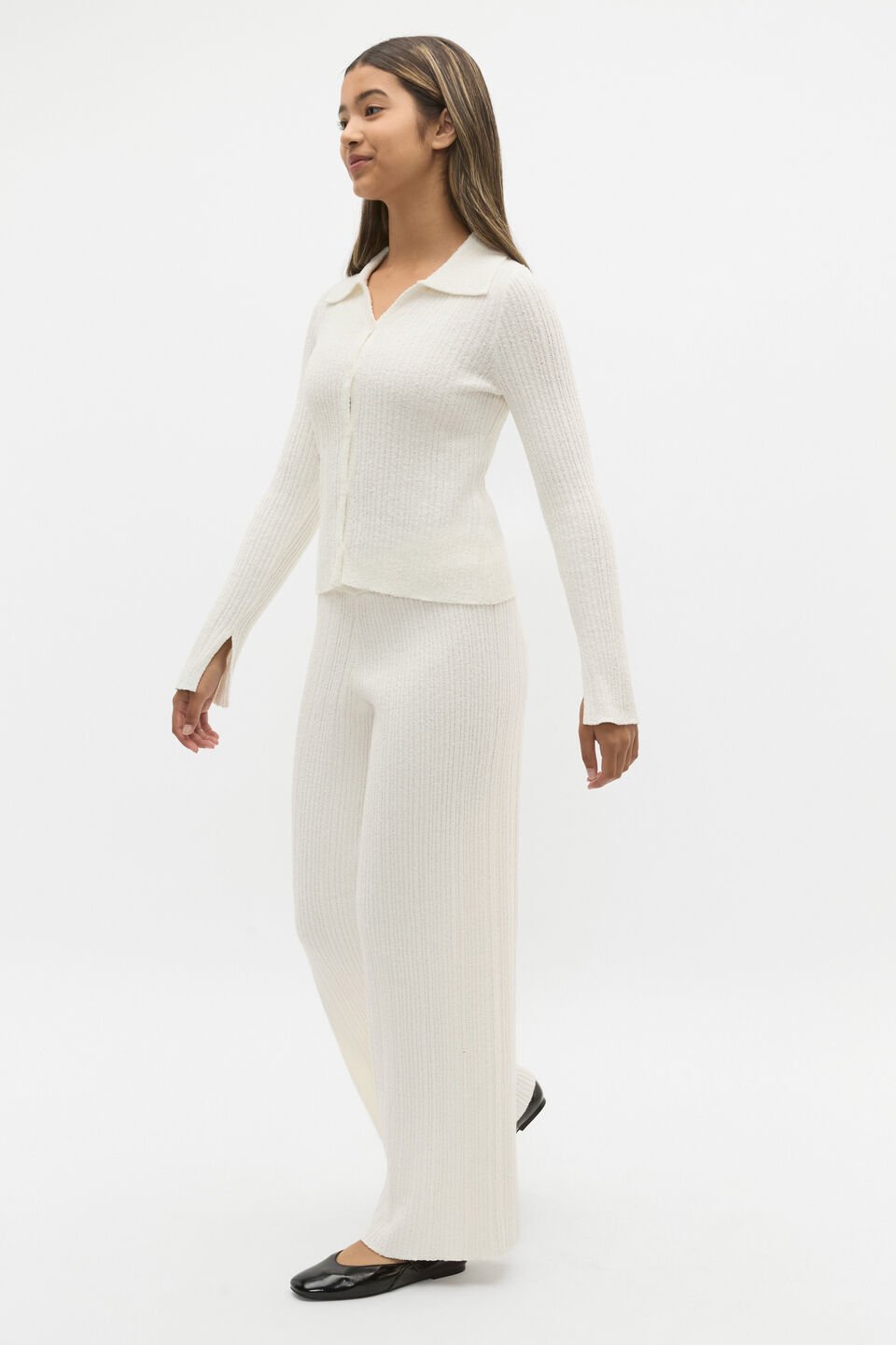 Boucle Knit Pant  Light Cream