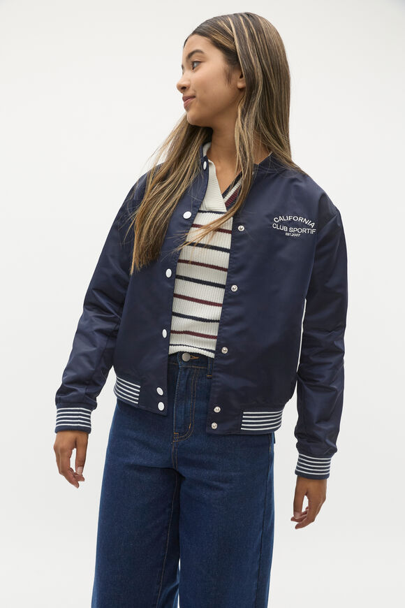 Sporty Bomber Jacket  New Navy  hi-res