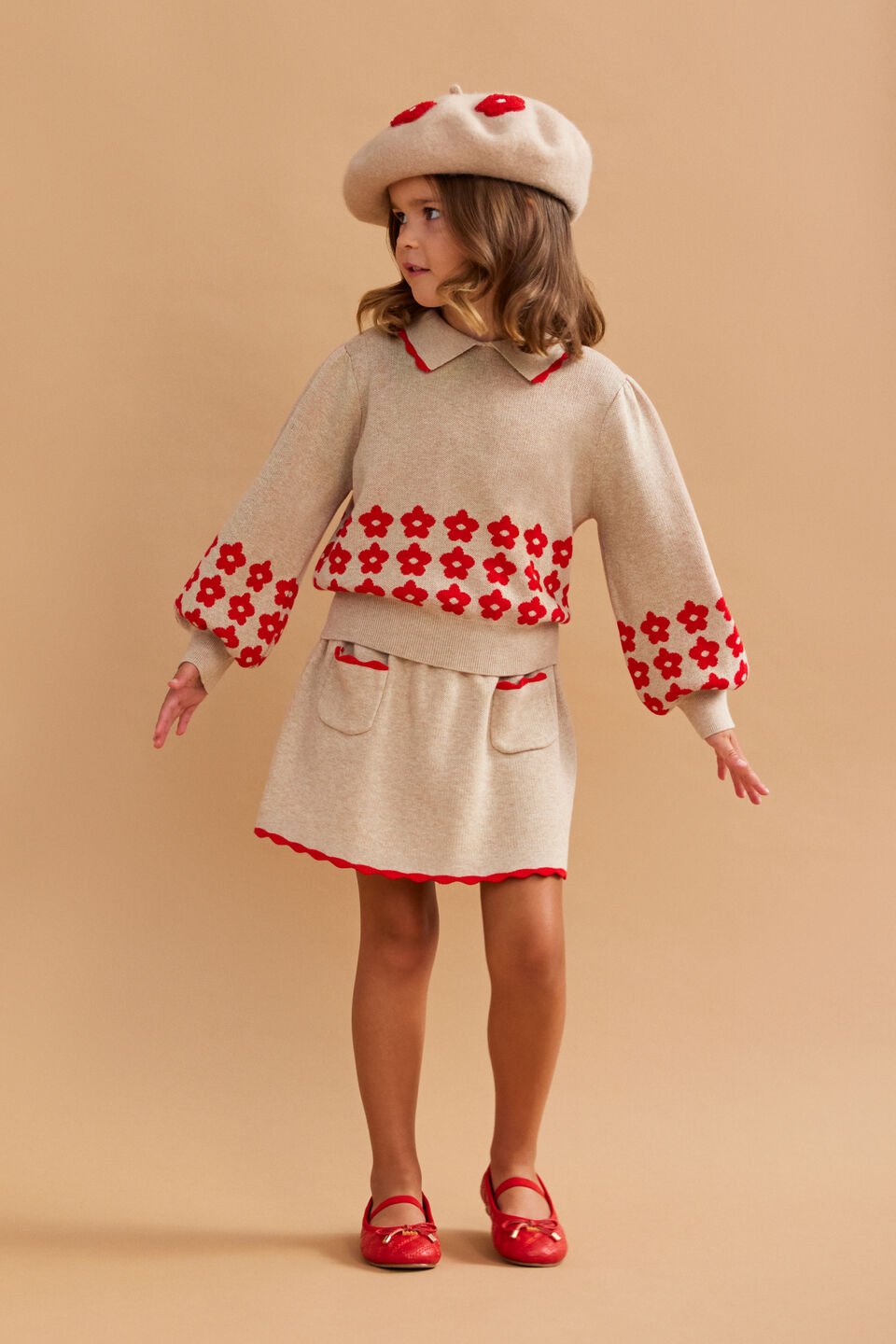 Pocket Knit Skirt  Caramel Marle