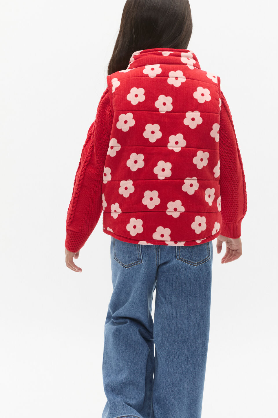 Flower Cord Vest  Chilli Red