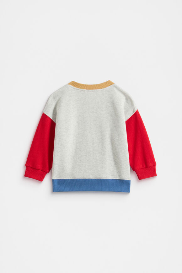 Colourblock Logo Sweat  Light Grey Marle  hi-res