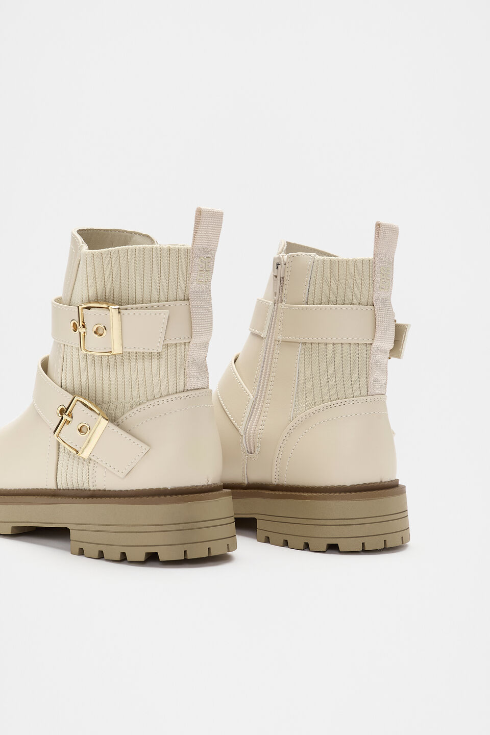 Rib Biker Boot  Latte