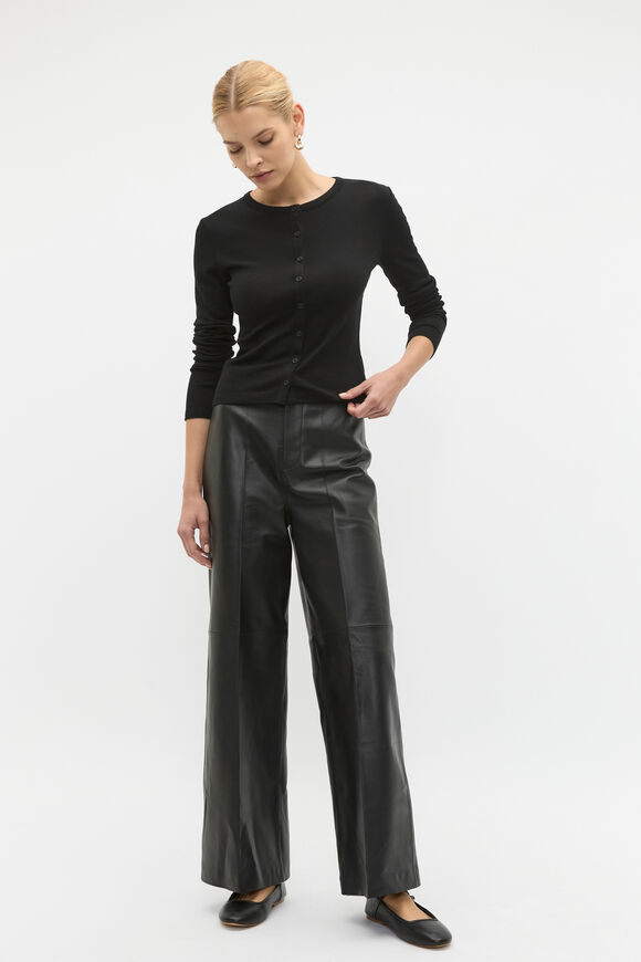 Australian Merino Cardigan  Black  hi-res