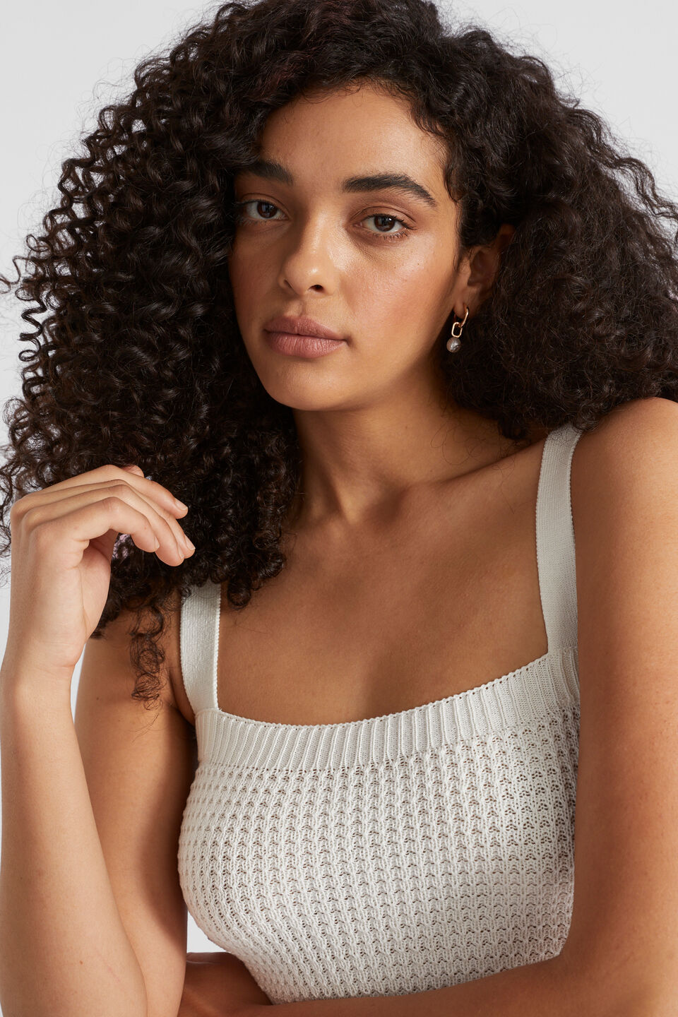Crochet Knit Crop  Cloud Cream