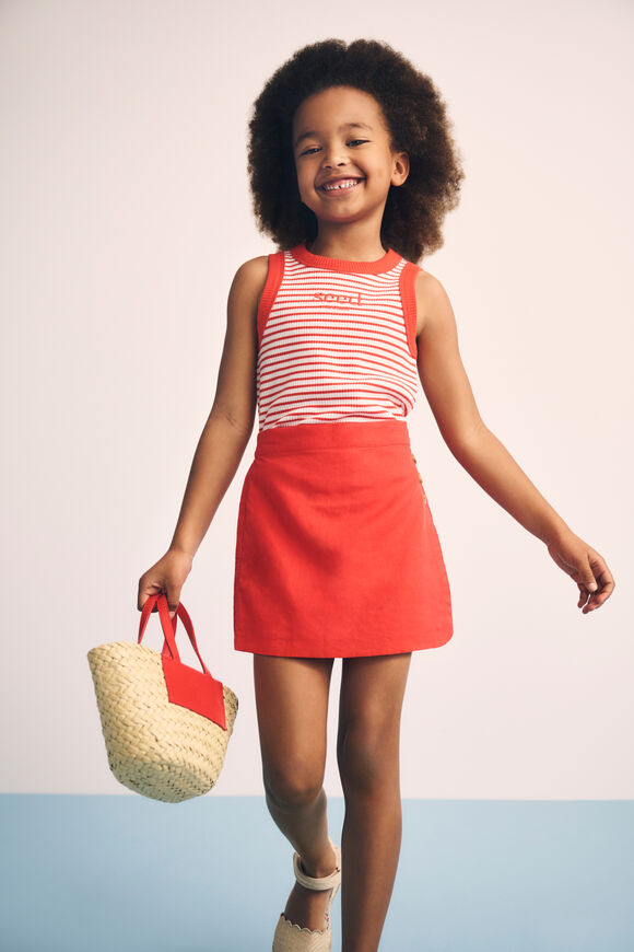 Button Skort  Strawberry Red  hi-res