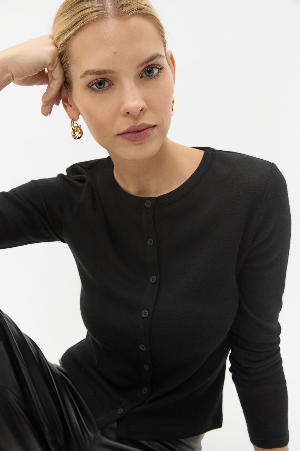 Australian Merino Cardigan  Black