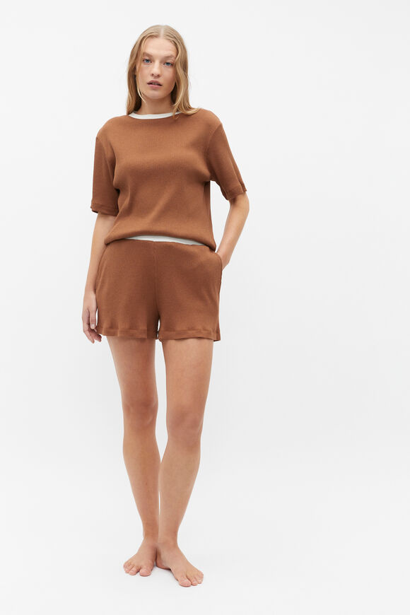 Ribbed Marle Top and Short PJ Set  Cinnamon Spice Marle  hi-res