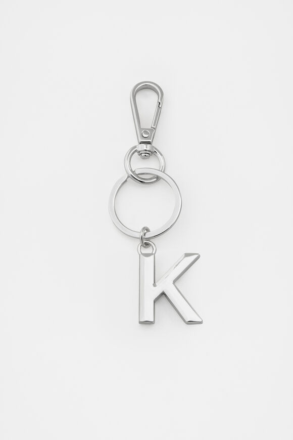 Silver Initials Keyring  K  hi-res