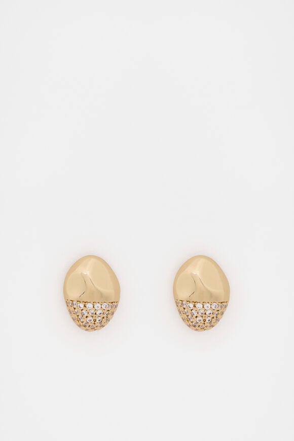 Pave Organic Studs  Gold  hi-res