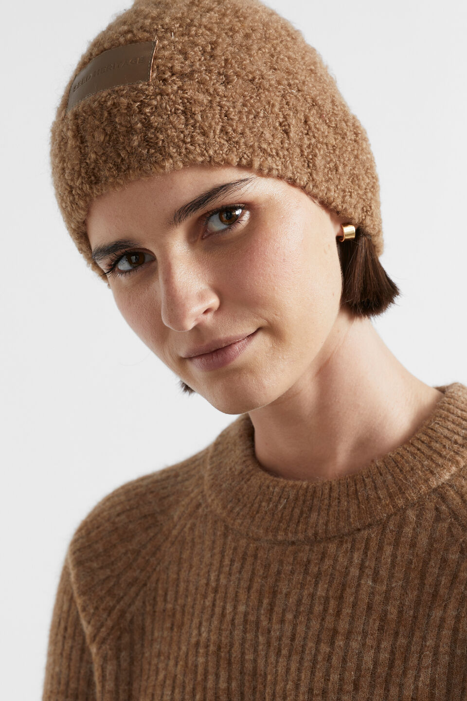 Boucle Logo Detail Beanie  Deep Chai