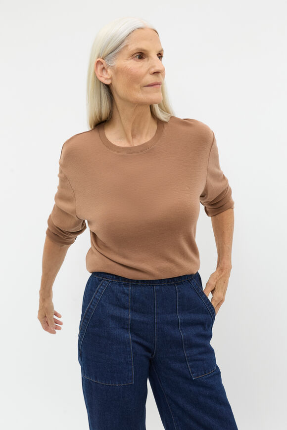 Australian Merino Relaxed Top  Amaretto  hi-res