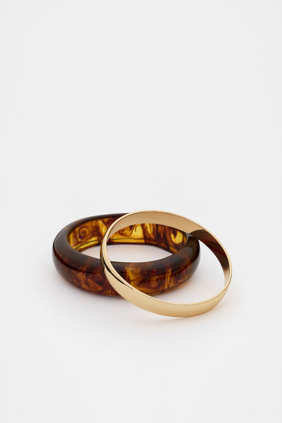 Gold And Tort Bangle Set  Tort  hi-res