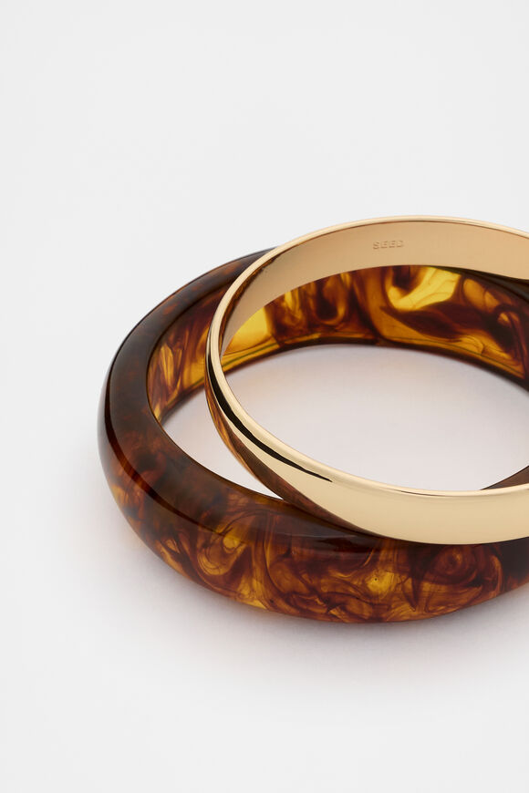 Gold And Tort Bangle Set  Tort  hi-res