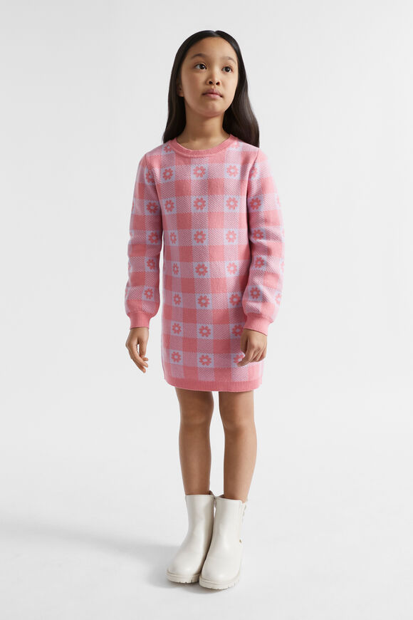 Check Knit Dress  Peach  hi-res