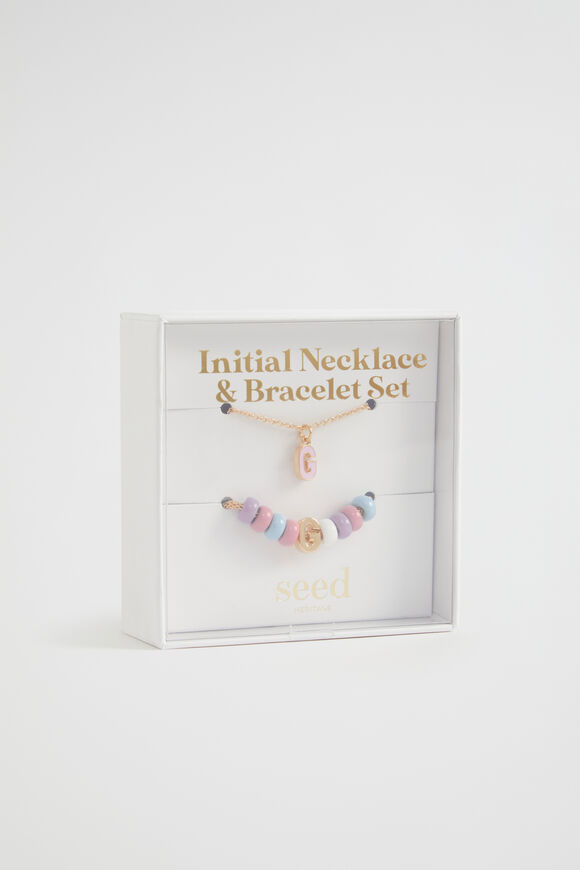 Initial Necklace and Bracelet Set  G  hi-res
