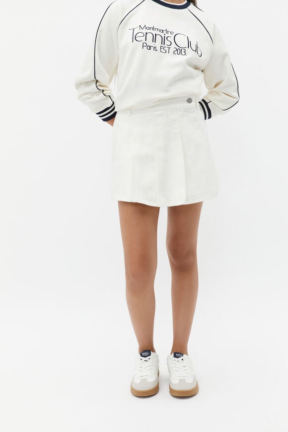 Denim Pleat Skort  Light Cream  hi-res