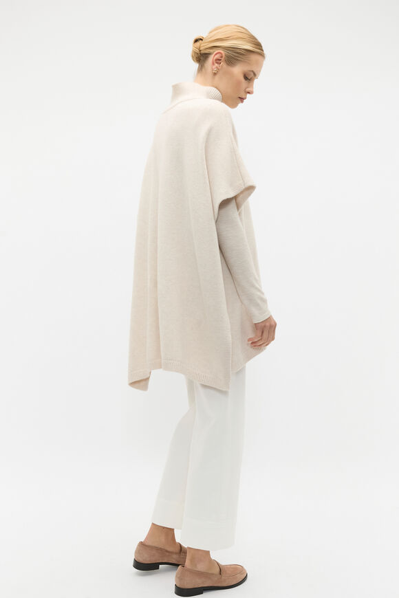 Rib Detail Poncho  Oat Marle  hi-res